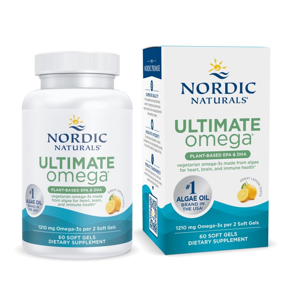 Gélules citron dans la bouteille Nordic Naturals, oméga-3 végétal pour le quotidien.