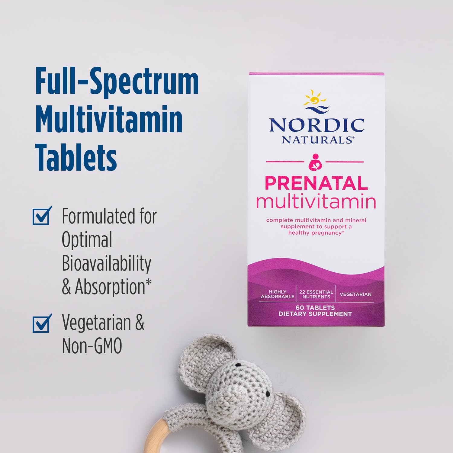 Nordic Naturals Prenatal Multivitamin - ingrédients essentiels dont folate et fer pour le soutien prénatal.