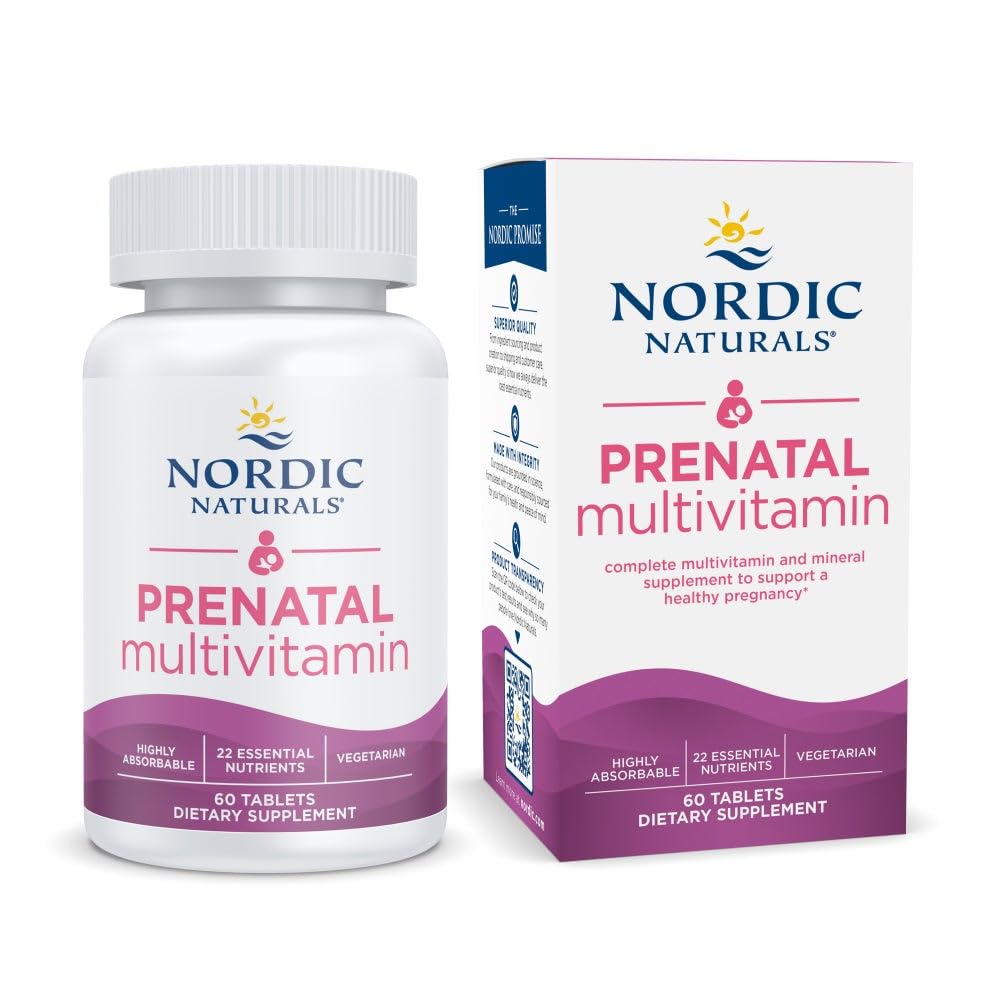 Nordic Naturals Prenatal Multivitamin - bouteille visible pour soutenir les besoins nutritionnels pendant la grossesse.