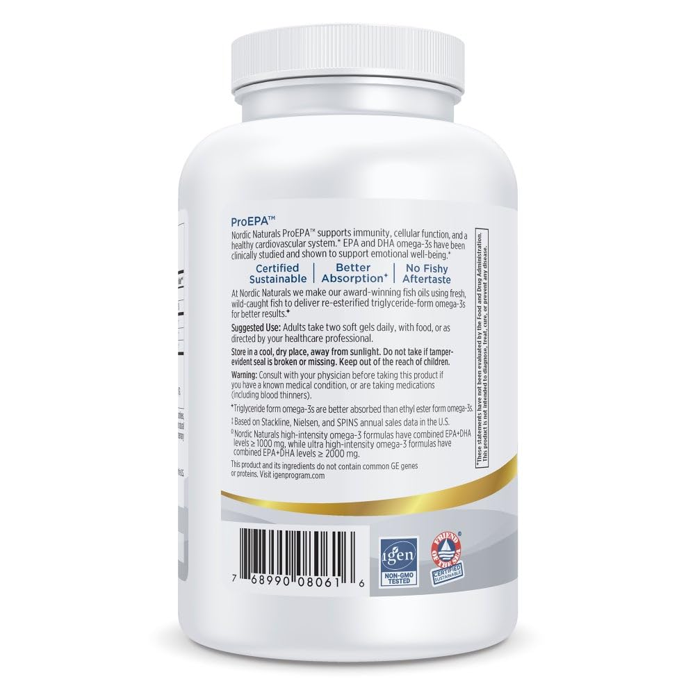 Nordic Naturals ProEPA citron - etiquette: informations claires et absence de colorants artificiels.