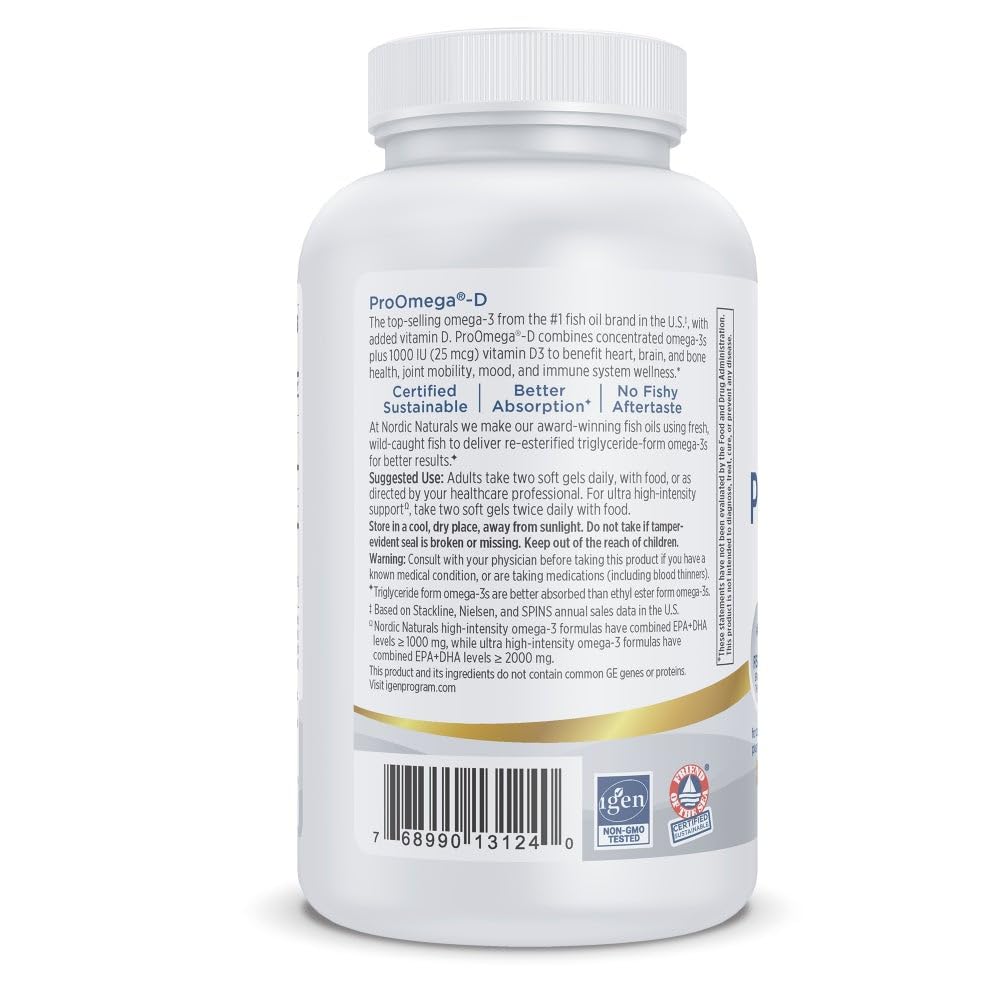 Gélules ProOmega-D au citron avec absorption potentielle améliorée par la forme triglyceride.