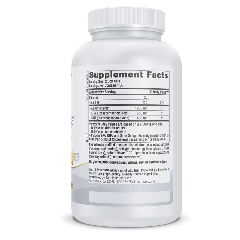 Nordic Naturals ProOmega – capsules citron, source potentielle d'oméga-3.