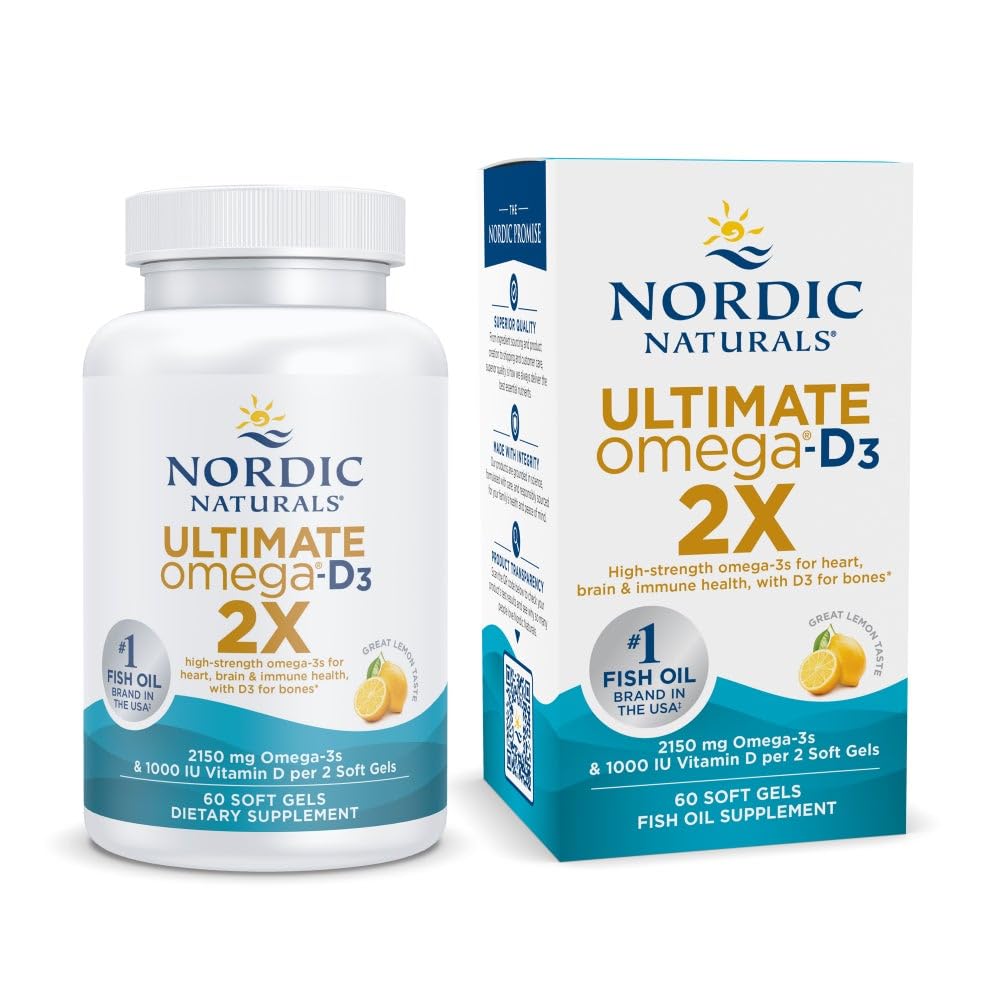 Nordic Naturals Ultimate Omega 2X - Bouteille visible, soutien potentiel au bien-être quotidien.