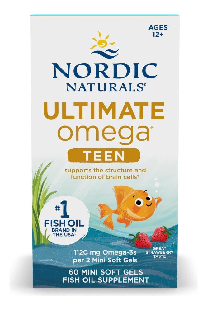 Emballage clair Nordic Naturals Ultimate Omega 2X Teen, traçabilité par tests tiers.