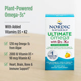 Étiquette détaillant D3 et K2 sur Nordic Naturals Ultimate Omega.