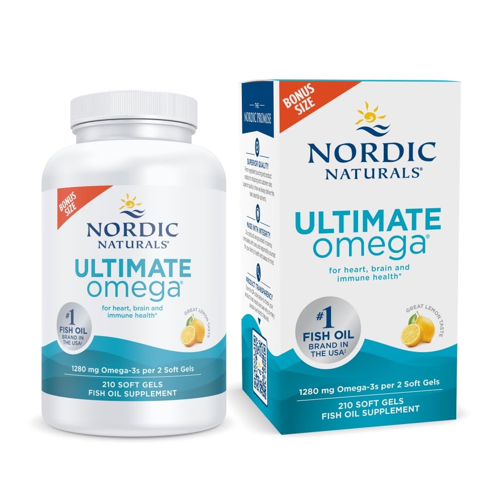 Nordic Naturals Ultimate Omega, bouteille citron, soutien potentiel au cœur et au cerveau.