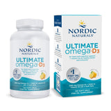 Nordic Naturals Ultimate Omega-D3, bouteille citron, soutient énergie et bien-être général.