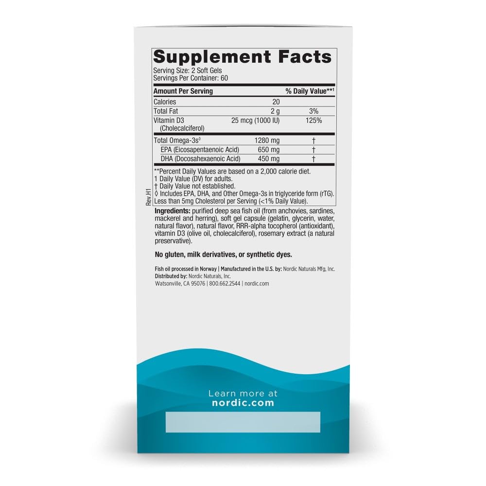 Capsules Omega-D3 Nordic Naturals au citron, faciles à intégrer dans la routine quotidienne.