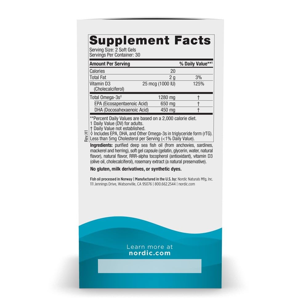 Nordic Naturals Ultimate Omega-D3: étiquette citron sur la boîte.