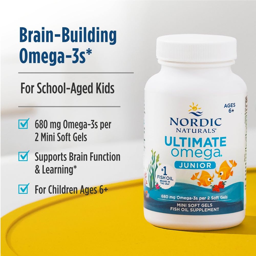 Nordic Naturals Ultimate Omega Jr., deux mini-gels par portion pour soixante portions.