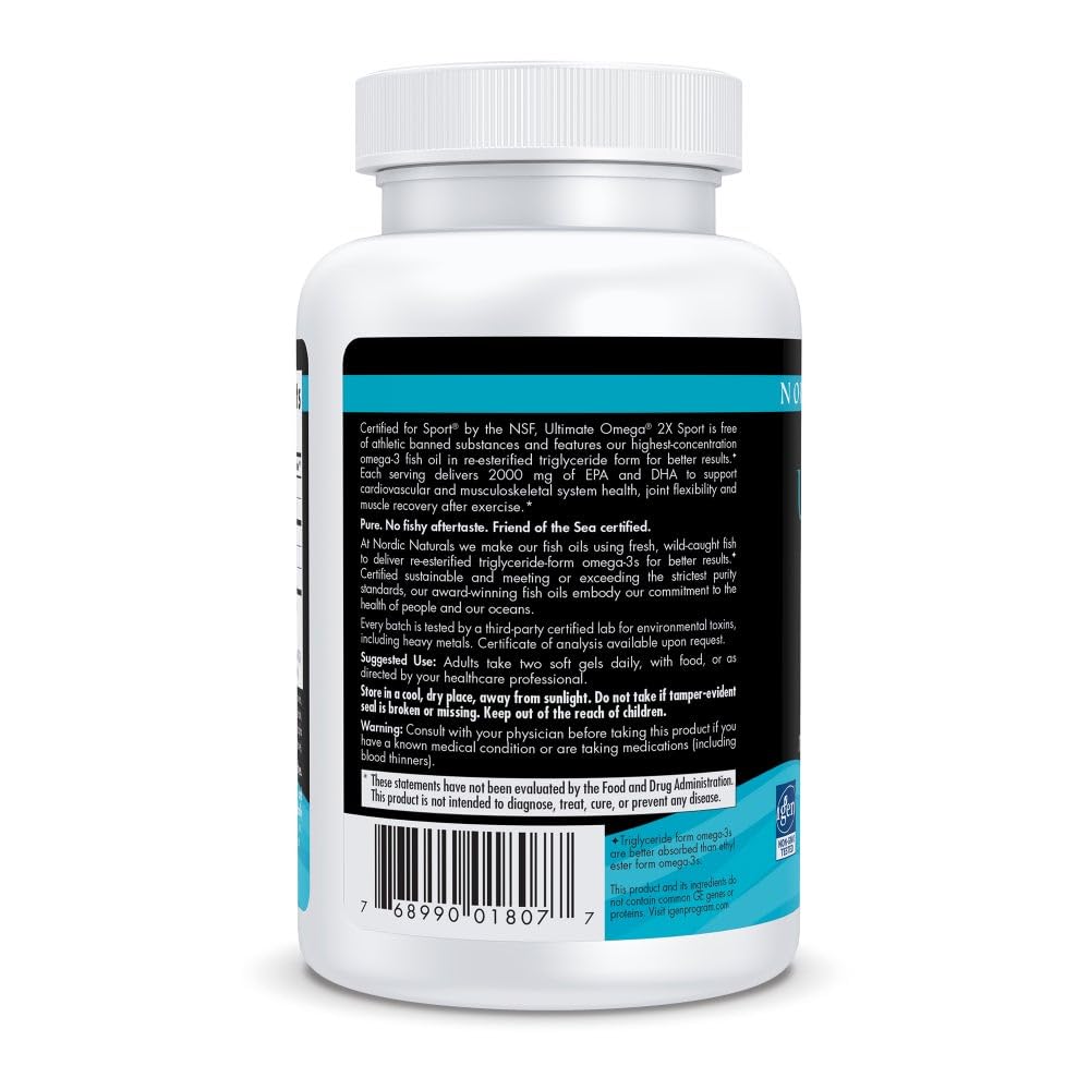 60 gélules Nordic Naturals Ultimate Omega Sport 2X pour une routine sportive complète.