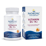 Nordic Naturals Vitamine D3 + K2 au goût orange dans une bouteille pratique.