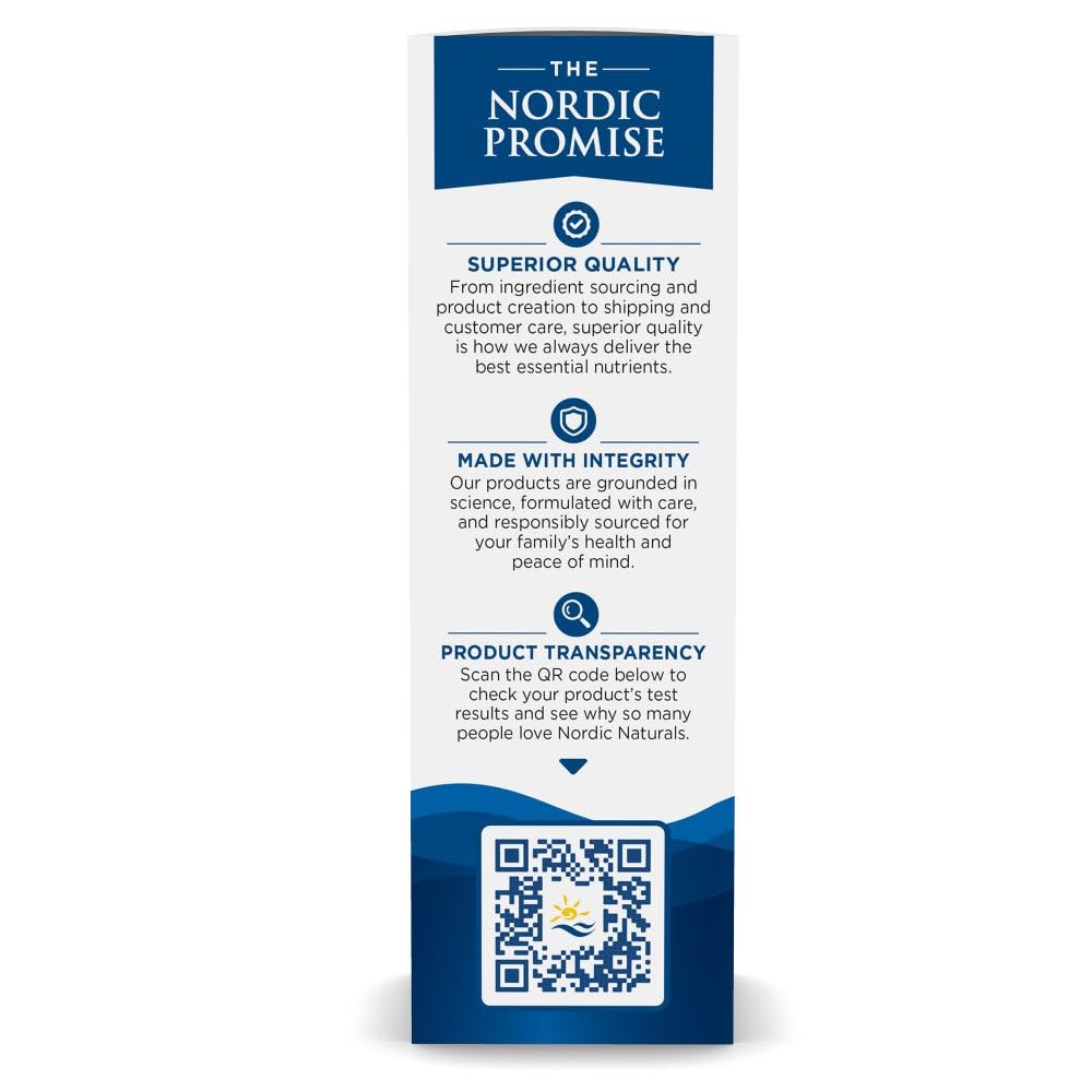 Nordic Naturals Vitamine D3 liquide – étiquette sans OGM et traçabilité.