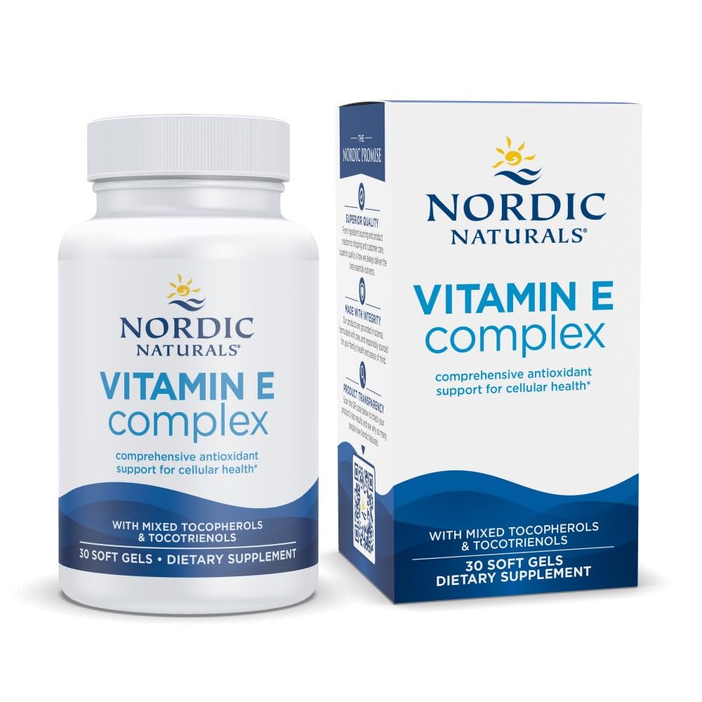 Nordic Naturals Vitamine E Complex, bouteille 30 gélules, soutien potentiel à la défense cellulaire.