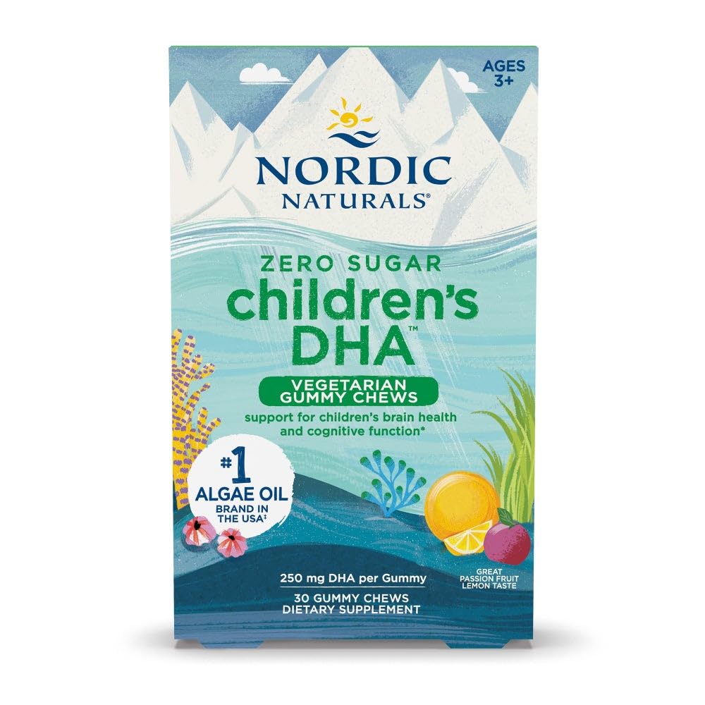 Nordic Naturals Zero Sugar DHA pour enfants – gommes passion-fruit citron, goût agréable et bénéfice potentiel.