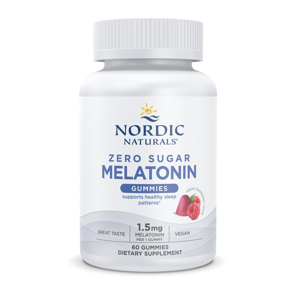 Nordic Naturals Zero Sugar Mélatonine Gomme Framboise – Bouteille, soutien potentiel au sommeil nocturne
