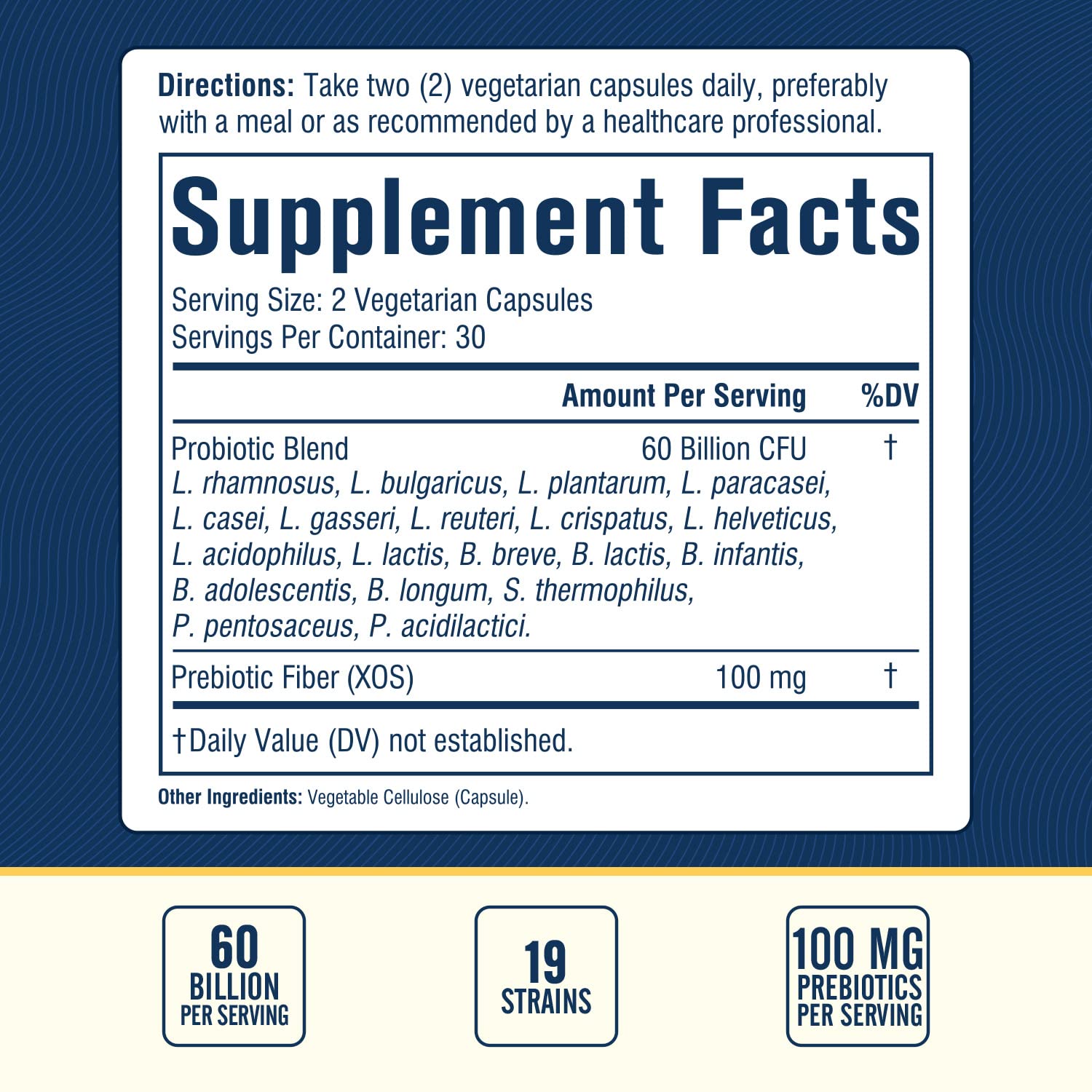 NordVida Probiotic affichant 19 souches pour l'équilibre intestinal.
