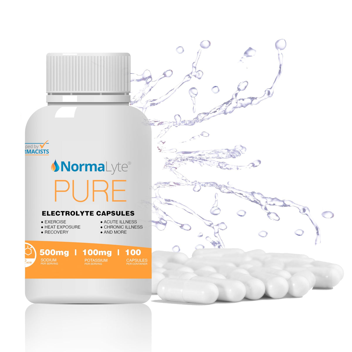 NormaLyte Pure Electrolyte Capsules : boîte montrant les capsules pour hydratation après l'effort.