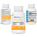 NormaLyte Pure Electrolyte Capsules : flacon et capsules montrant le dosage en sodium et potassium.
