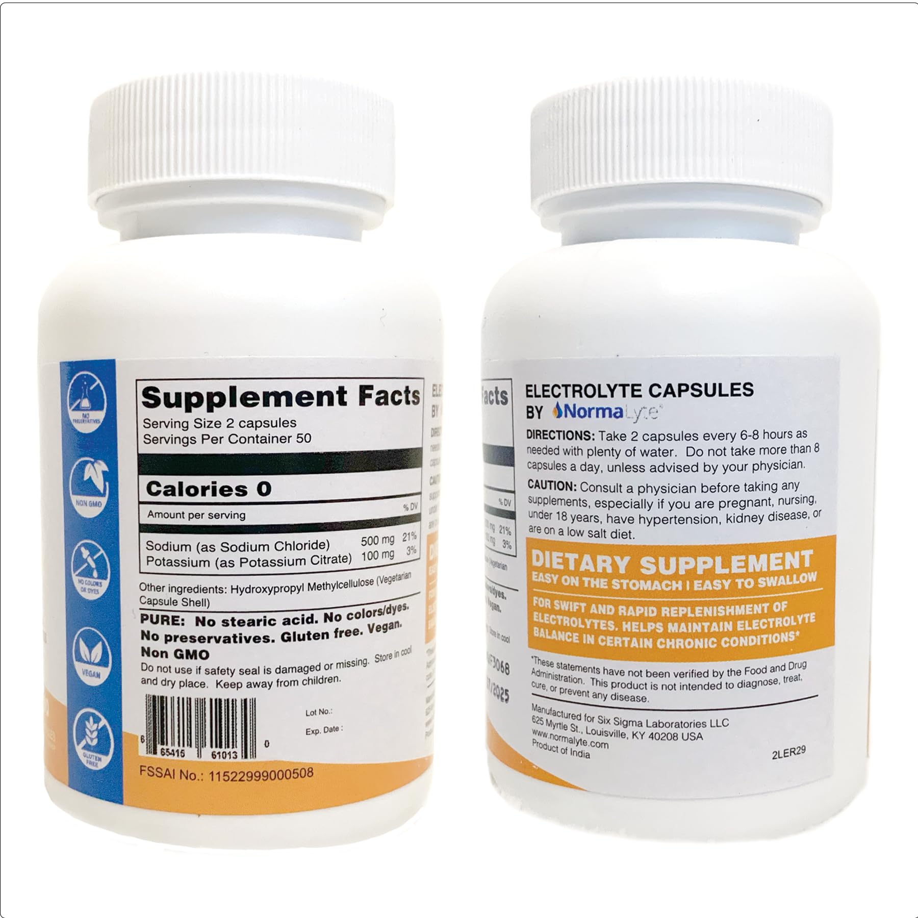 NormaLyte Pure Electrolyte Capsules : bouchon et dosage pratique pour énergie et récupération.