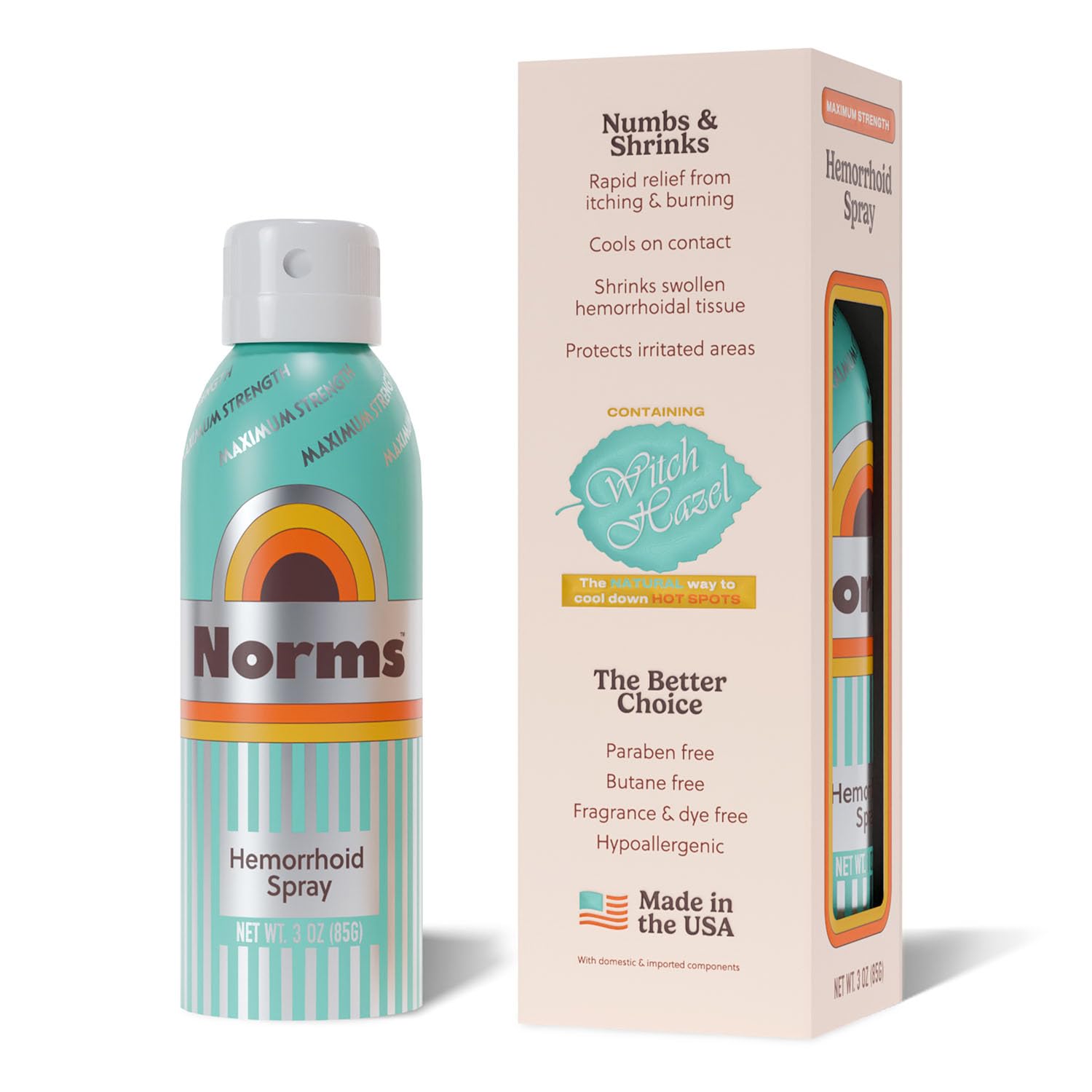 Norms hémorroïde spray sans-contact appliqué pour soulagement.