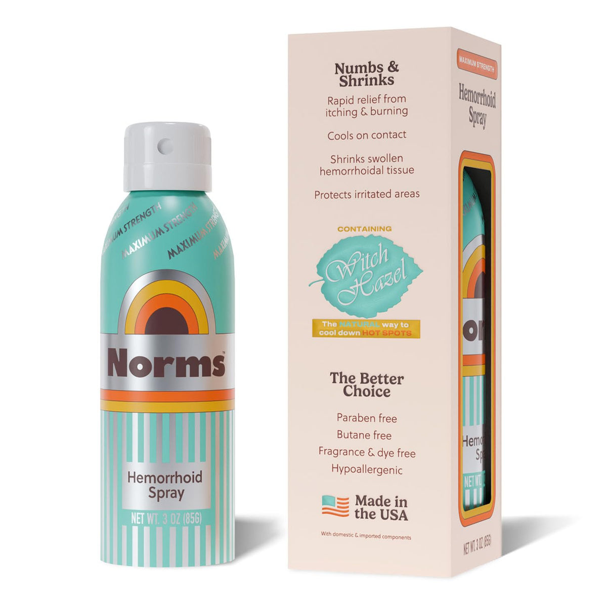 Norms hémorroïde spray sans-contact appliqué pour soulagement.