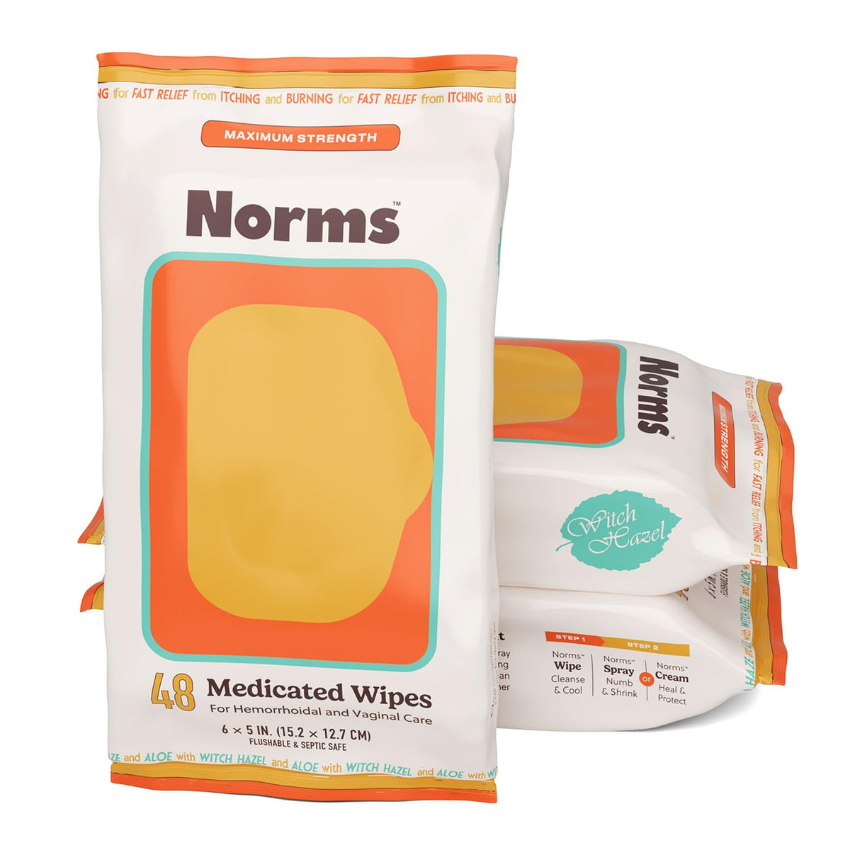 Norms lingettes hémorroïdes hamamélis-aloe, apaisement rapide sur la peau sensible