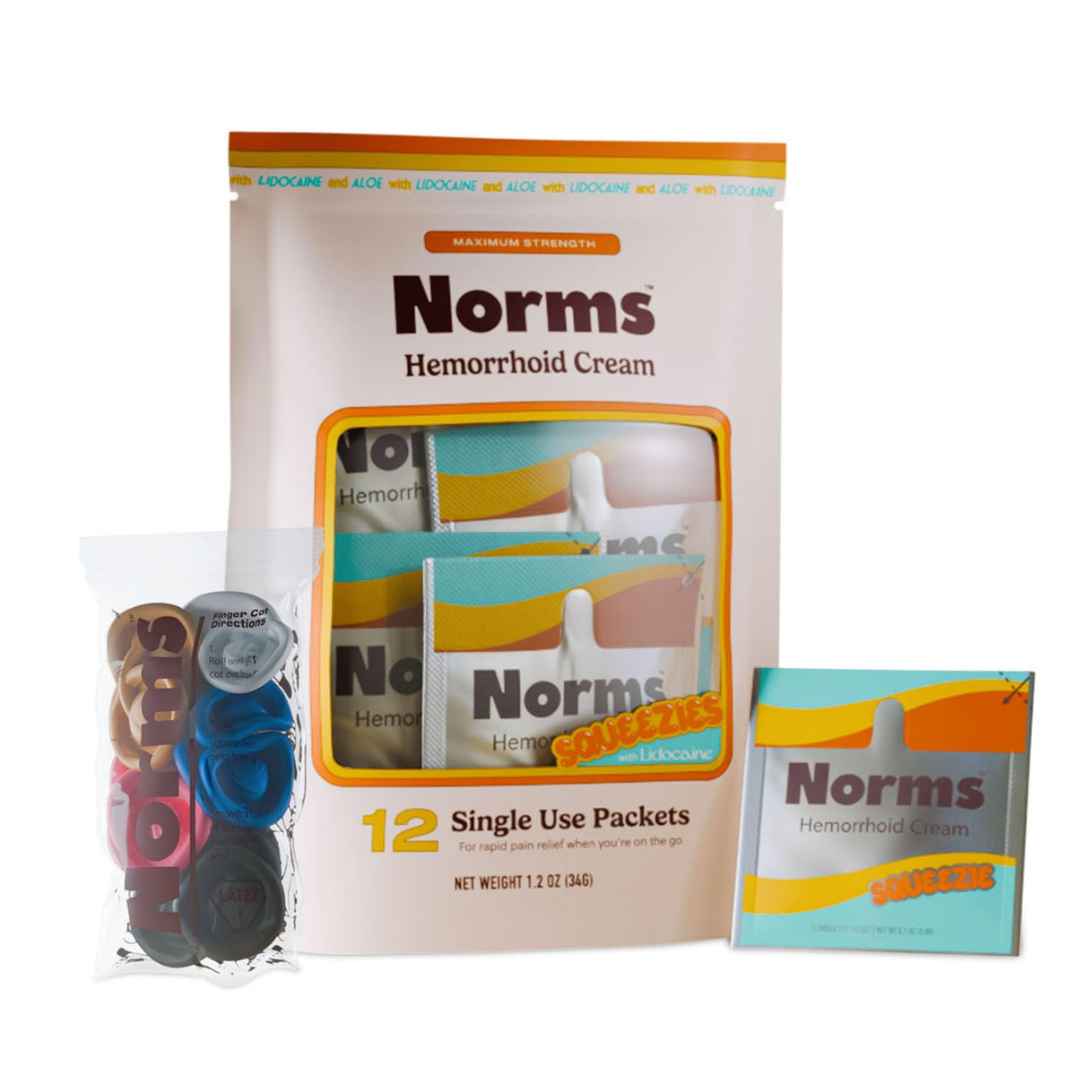 Norms Squeezies creme hemorroide pochette jetable pour relief rapide