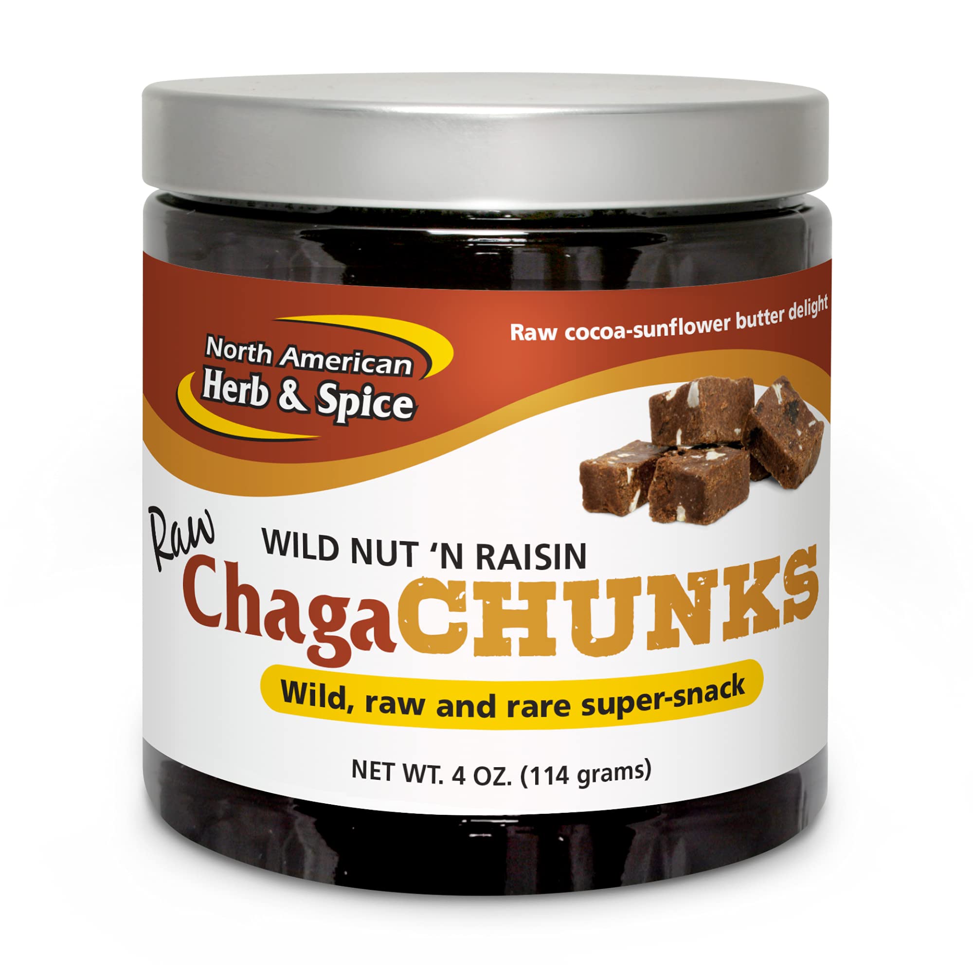 ChagaChunks Nut-n-Raisin: morceau croustillant pour énergie naturelle.