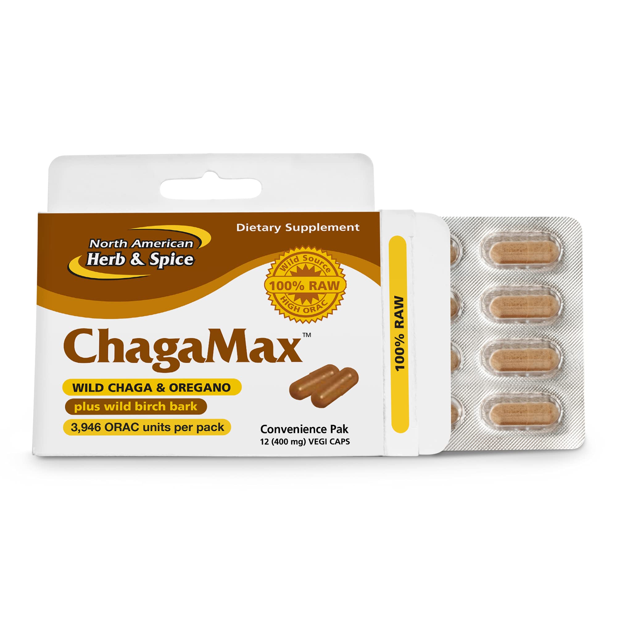 Chagamax: boîte et étiquette visibles, énergie naturelle potentielle.