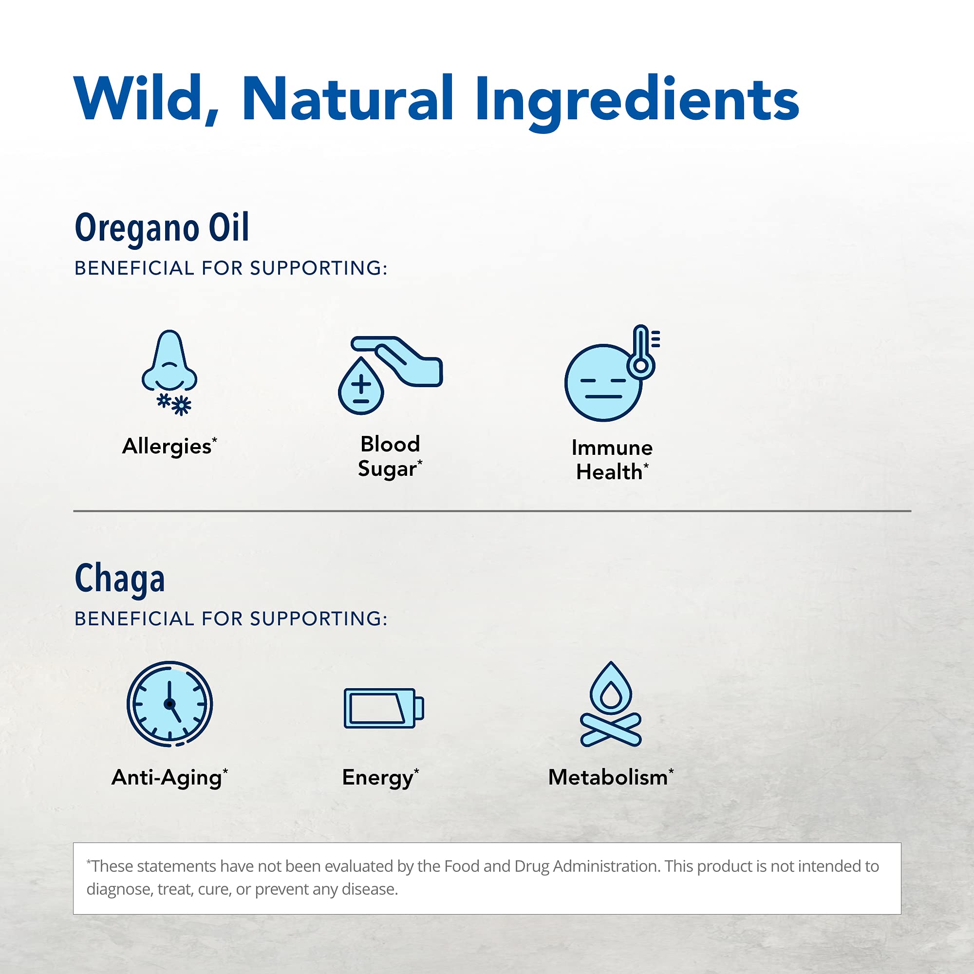 Ingrédients clés: chaga et origan, soutien naturel possible.
