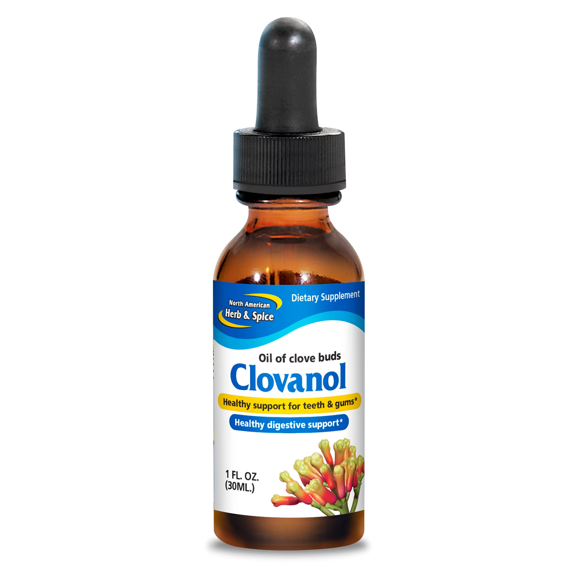 Clovanol de North American Herb & Spice, flacon 1 oz pour soins bucco-dentaires.