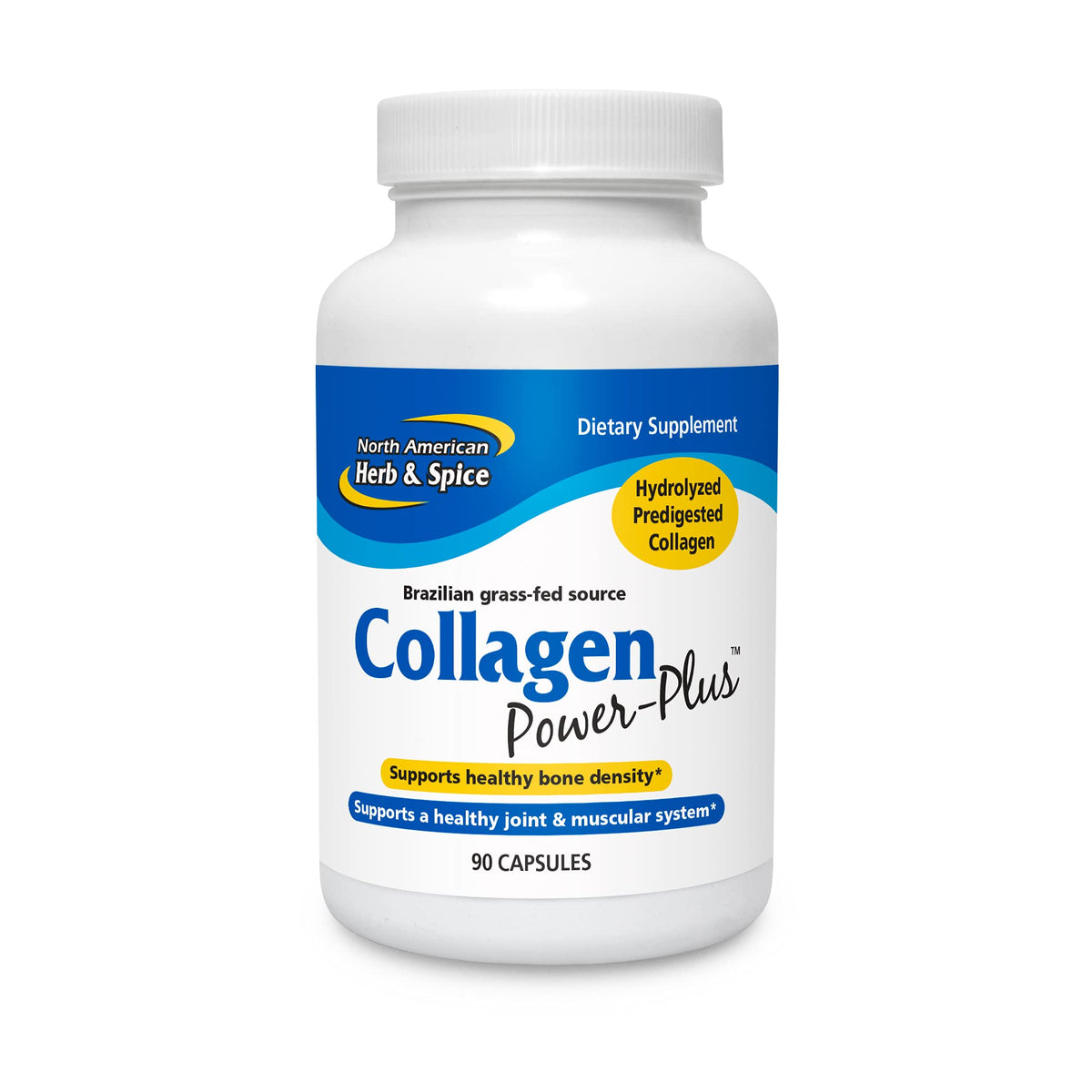 NORTH AMERICAN HERB & SPICE Collagen Power-Plus : bouteille de capsules pour routine quotidienne.