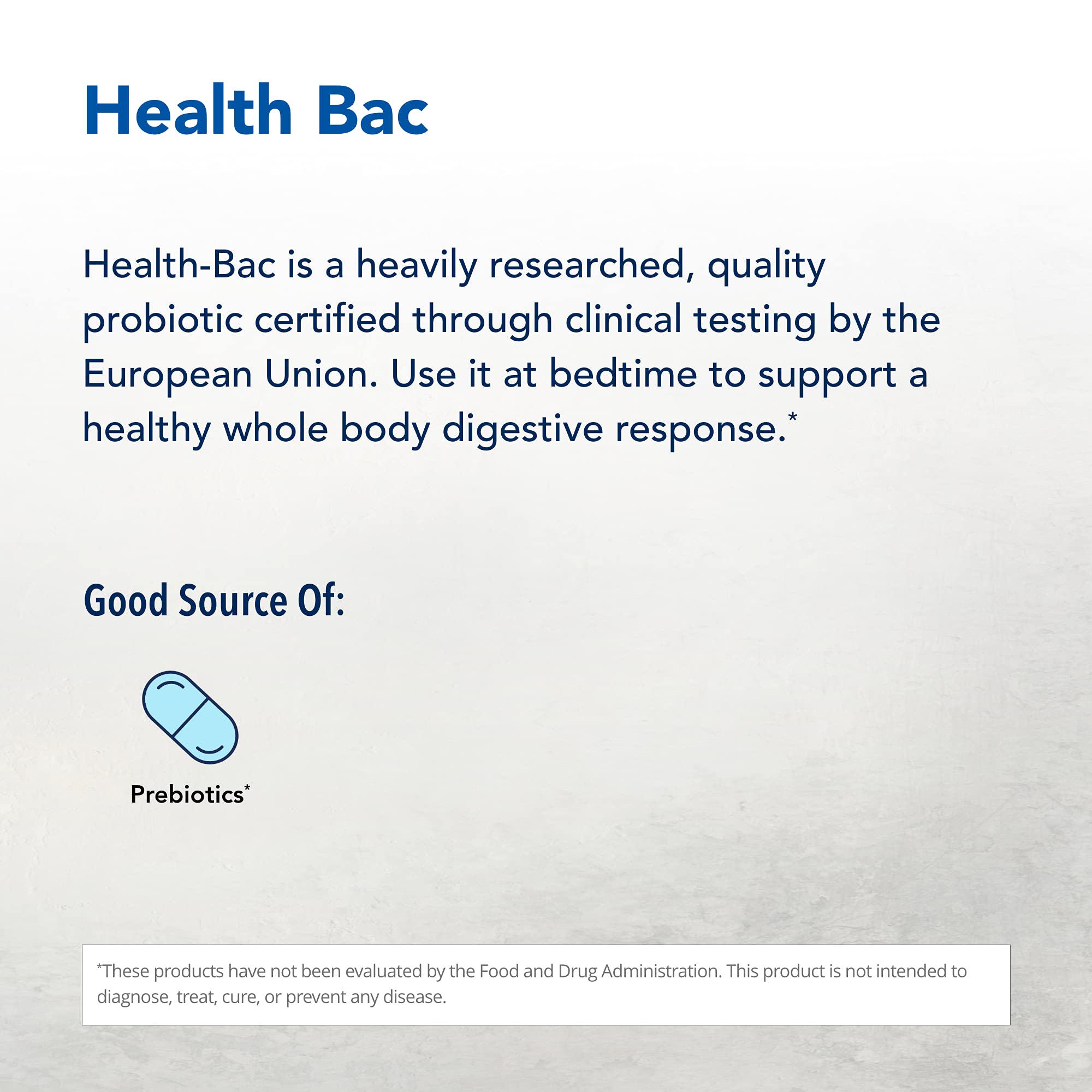 Health-Bac étiquette du packaging par NORTH AMERICAN HERB & SPICE, transparence des ingrédients