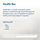 Health-Bac étiquette du packaging par NORTH AMERICAN HERB & SPICE, transparence des ingrédients