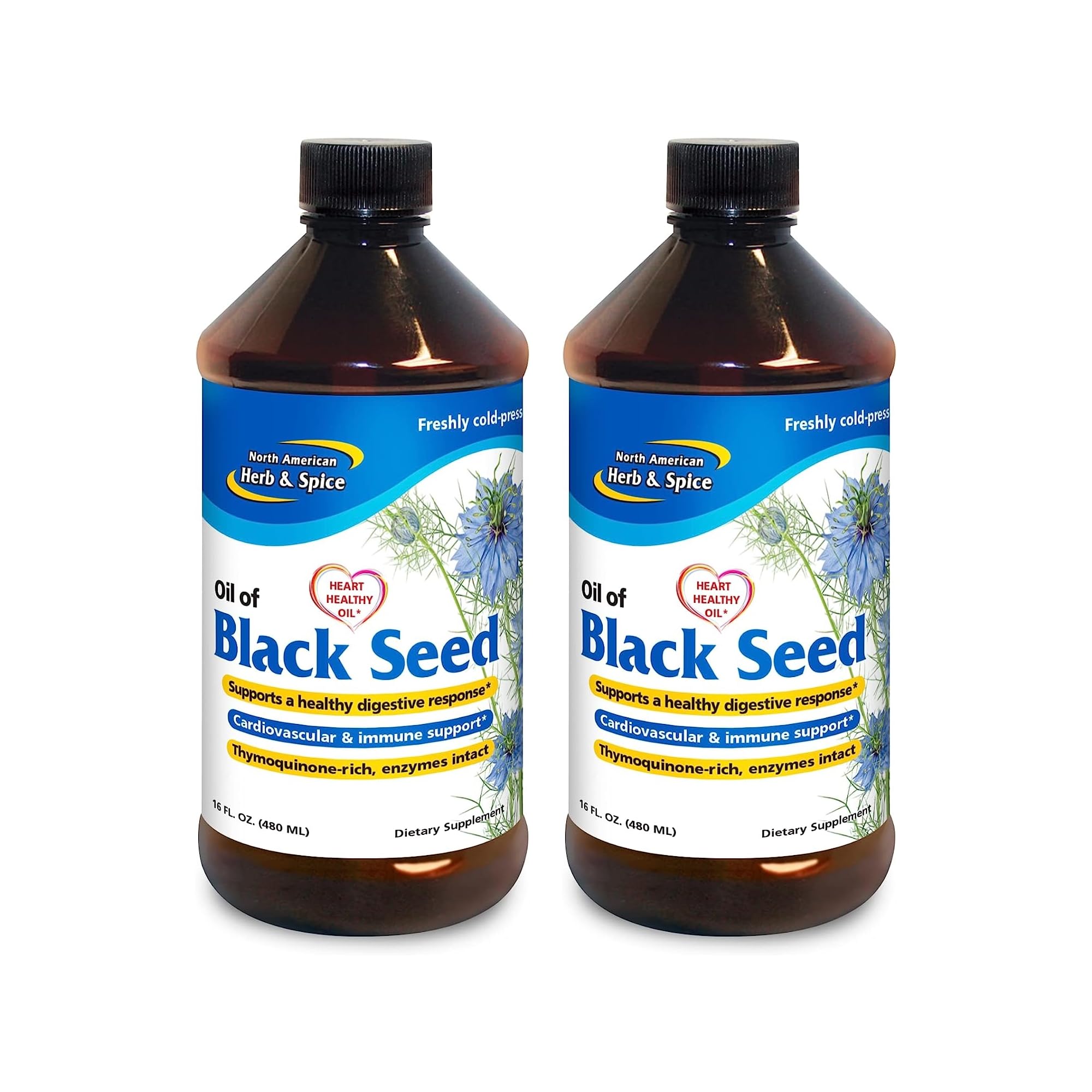 North American Herb & Spice huile de graines noires – bouteille 16 onces prête à l’emploi pour le soutien digestif potentiel.
