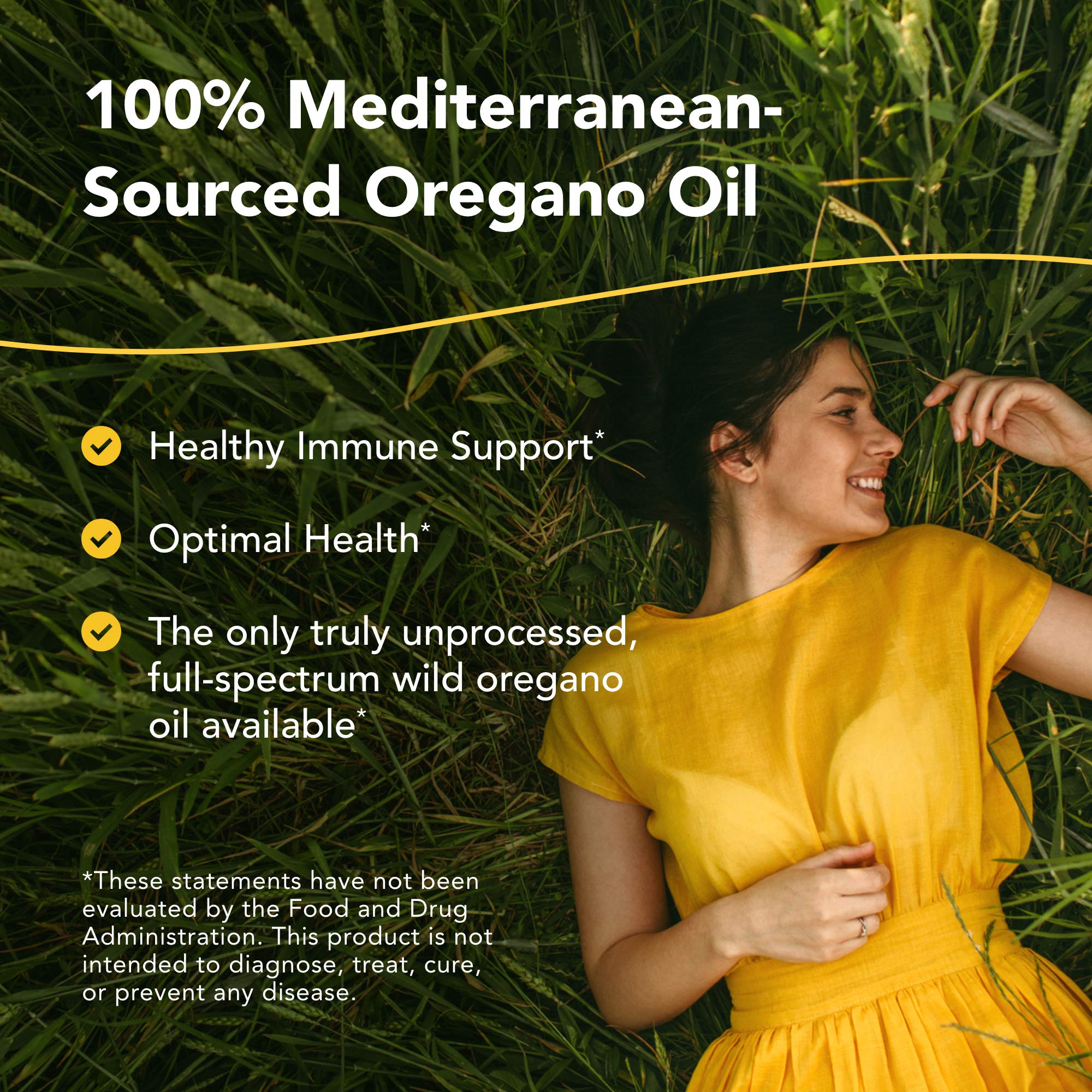 Étiquette du flacon Oreganol P73: origine méditerranéenne et sans OGM