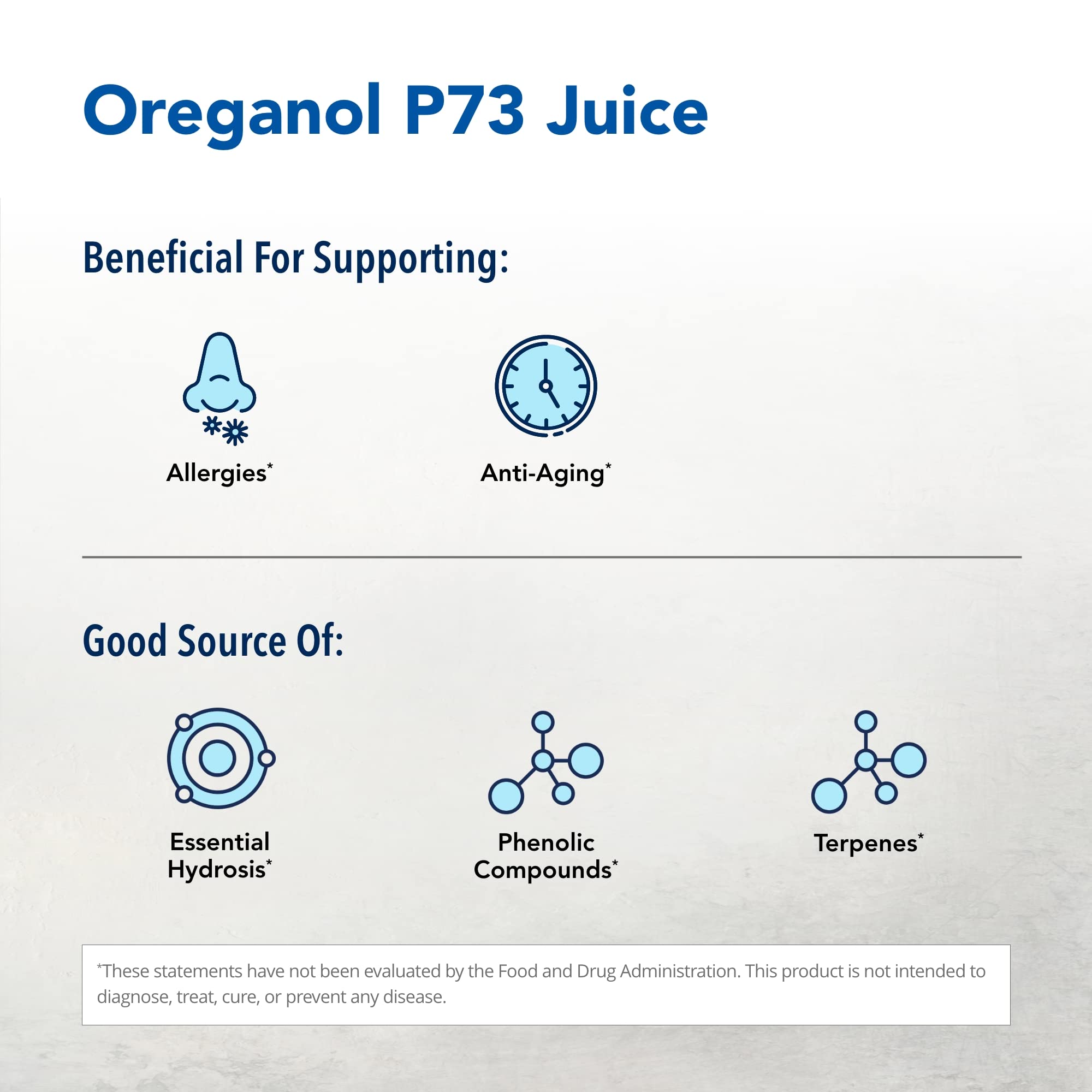 NORTH AMERICAN HERB & SPICE Oreganol P73 Juice – étiquette claire et dosage simple pour le quotidien.