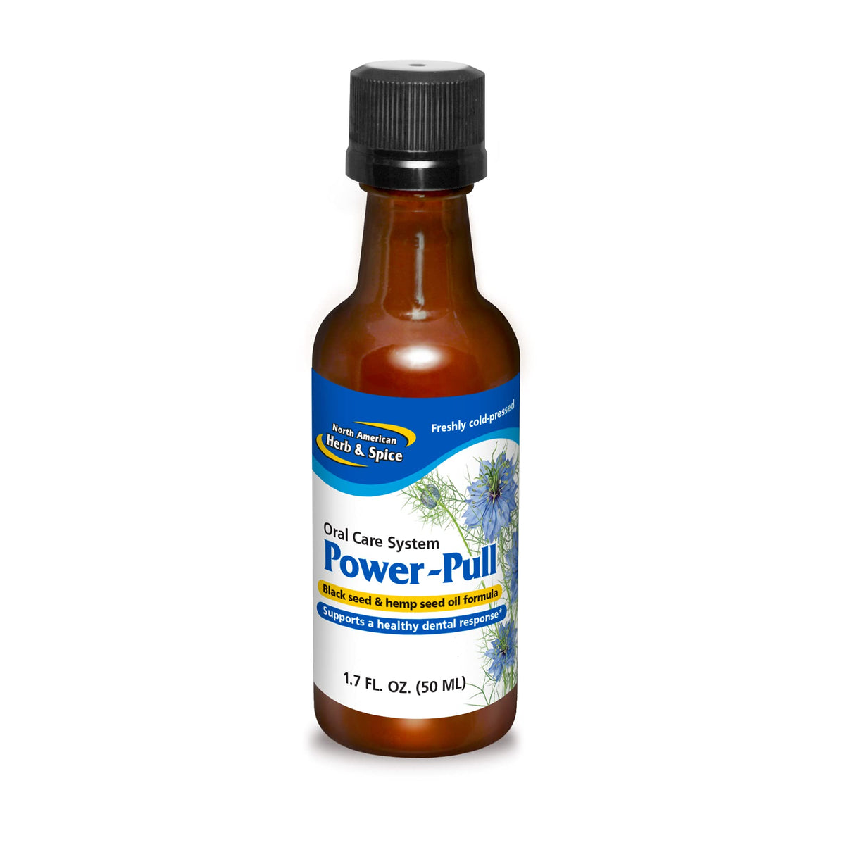 Power-Pull de North American Herb & Spice — vue frontale de la bouteille, pour une routine bucco-dentaire naturelle.