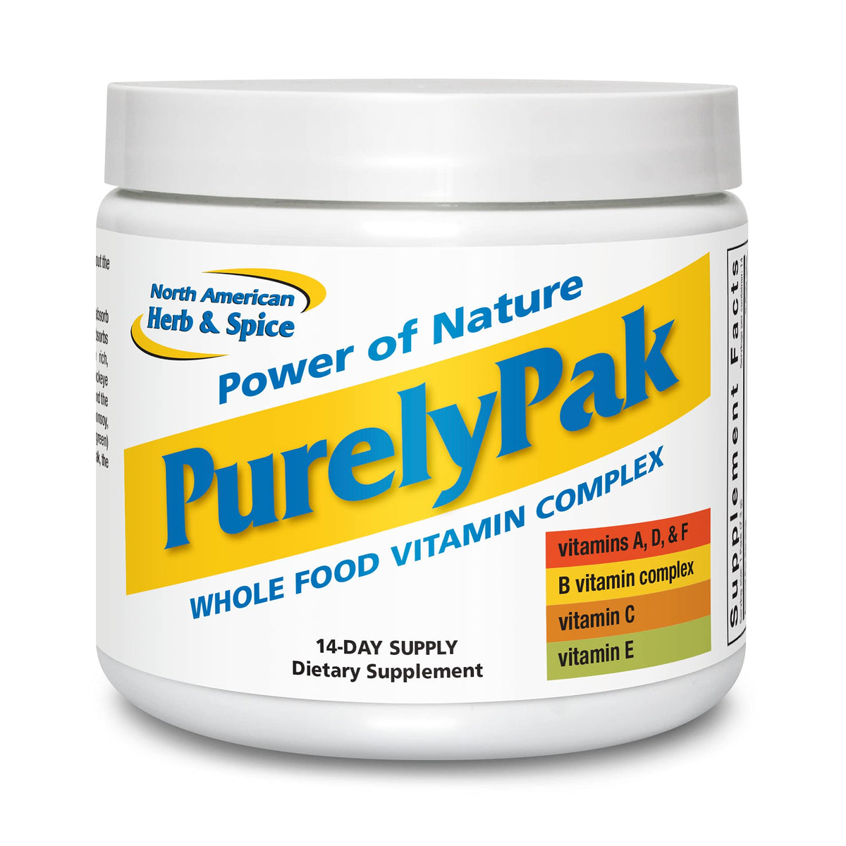 Purely Pak par NORTH AMERICAN HERB & SPICE : flacon clair, facilité de prise quotidienne des vitamines