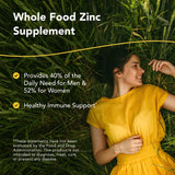 Étiquette Purely-Zinc Plus montrant les vitamines et minéraux et leurs bénéfices potentiels.