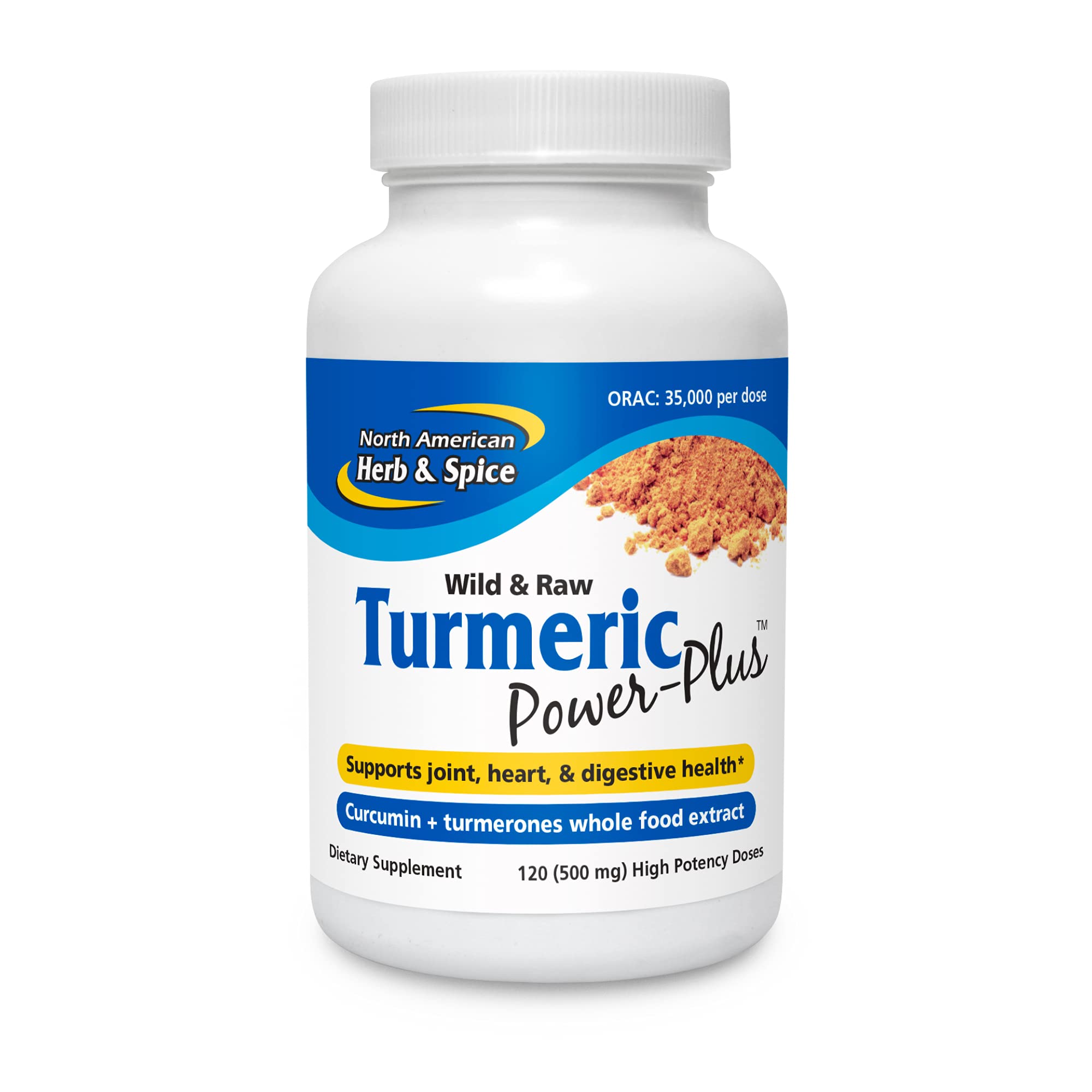 NORTH AMERICAN HERB & SPICE Turmeric Power-Plus: bouteille et gélules, soutien digestif potentiel