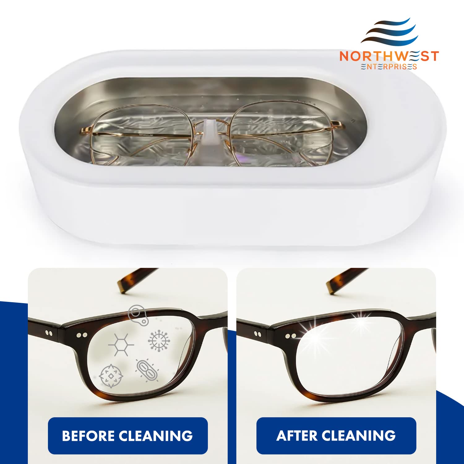 Lunettes après nettoyage : lentilles claires et montures propres.