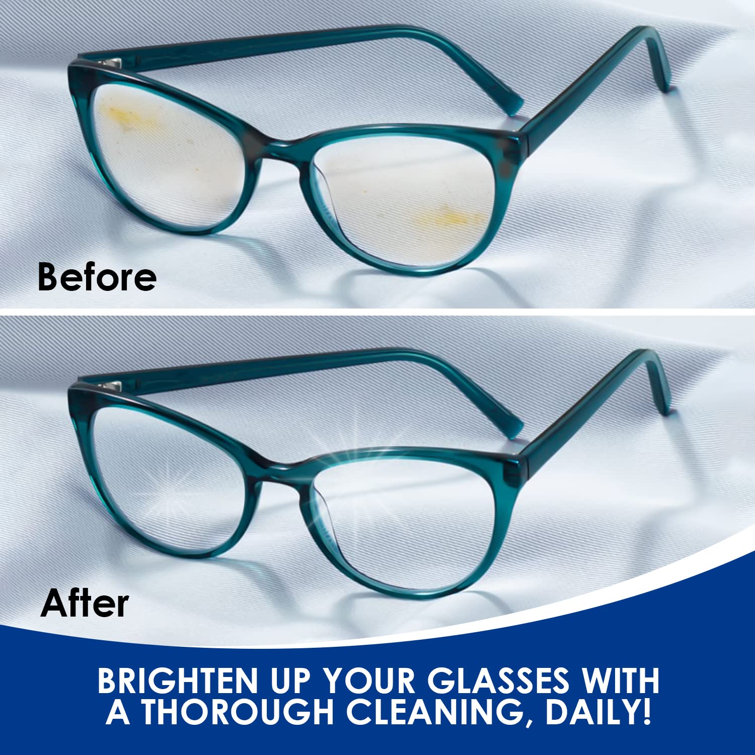 Versement de la solution sur lunettes pour nettoyage rapide dans l'appareil ultrasonique.