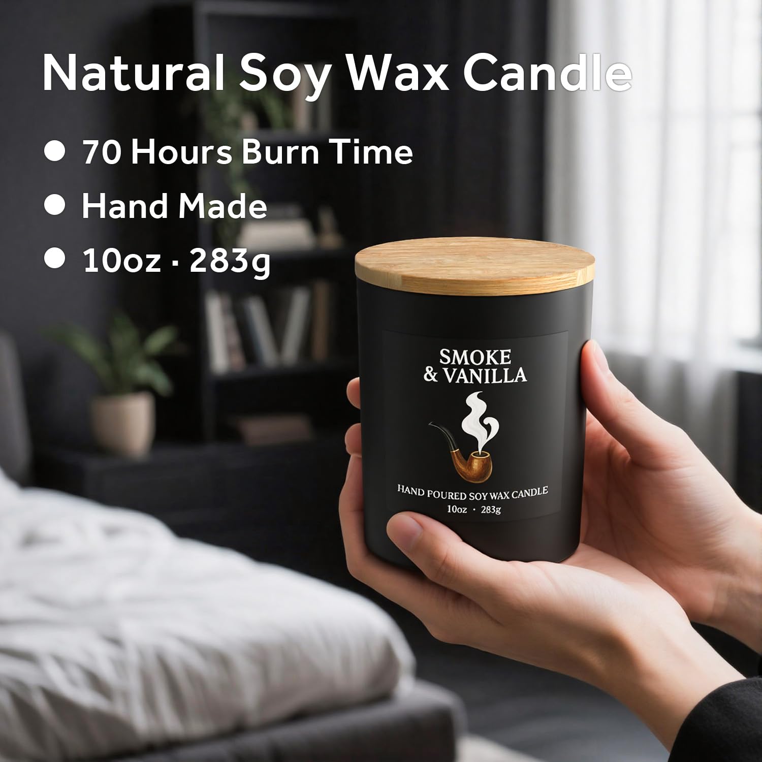 NORVENCE Bougie en cire de soja naturelle, combustion propre et longue durée.