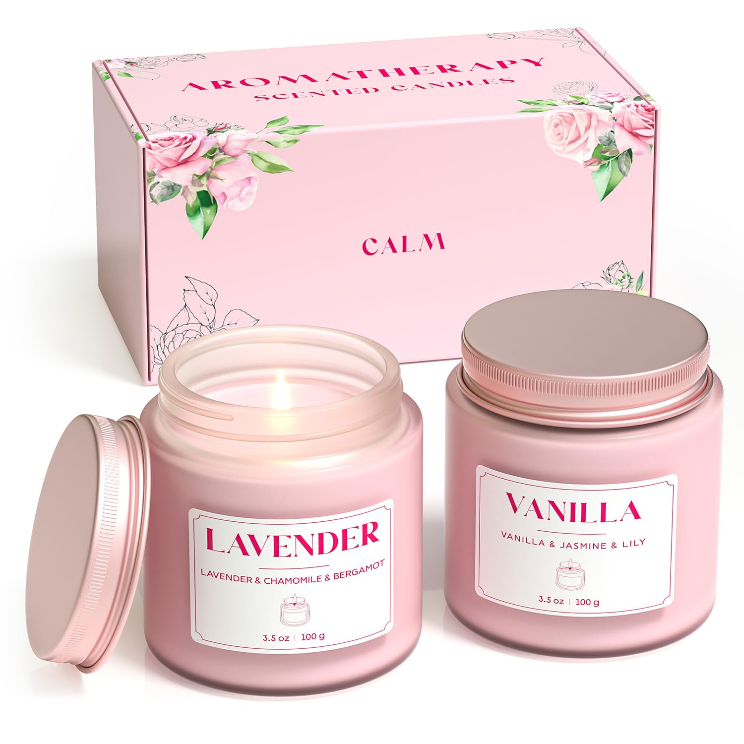 NORVENCE ensemble-bougies-senteur-rose-coffret: ambiance zen et parfum enveloppant.