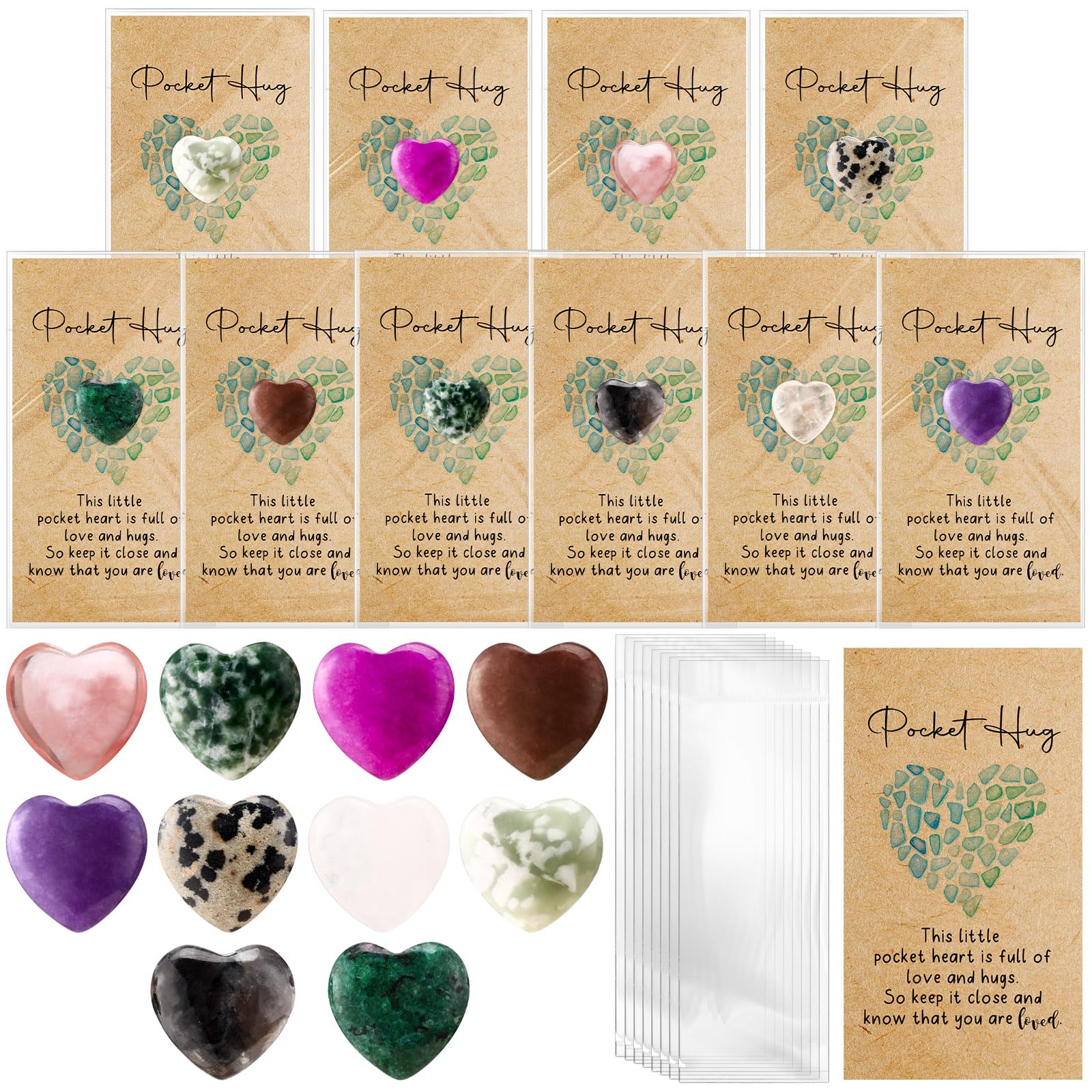Nosiny coeur cristal 0,8 pouce : ensemble coloré prêt a offrir.