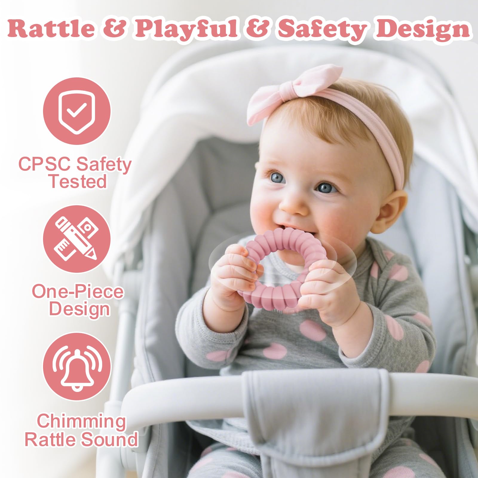 Nothomme anneaux dentition silicone facile a saisir : parfait pour les petites mains