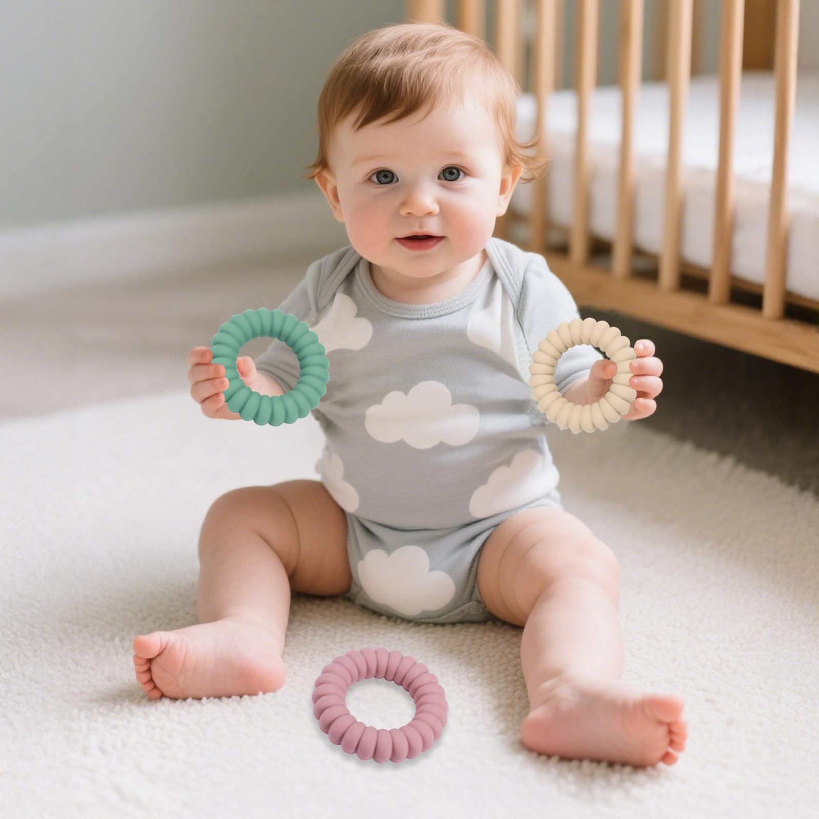 Nothomme hochet silicone mouvement : le tintement stimule l eveil sensoriel