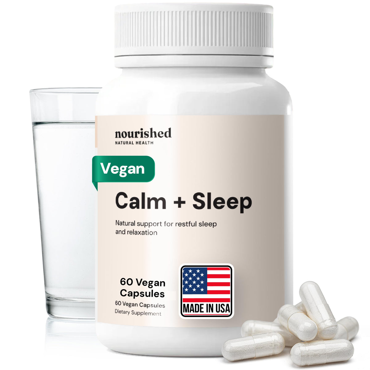 Capsules Calme Nourished Natural Health offrant une sensation de sérénité au quotidien.